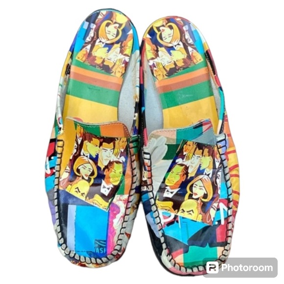 Sesto Meucci Italian Made Art Graphic Mule Sandals Size 7.5 M - Picture 16 of 16